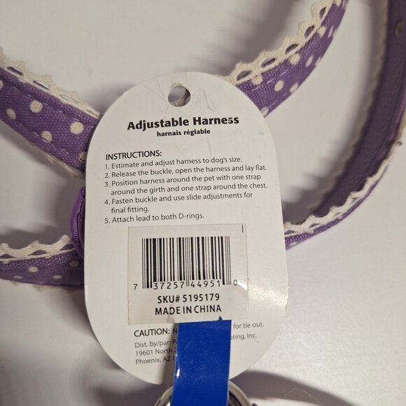 2 Top Paw X-Small Purple Polka Dot Dog Harness Flower Accents Lot Lavender Pearl - Picture 4 of 9